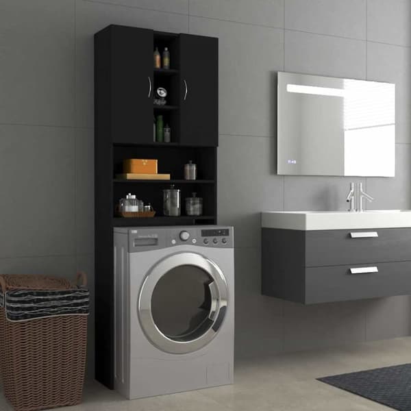 vidaXL Vaskemaskinskap svart 64x25,5x190 cm