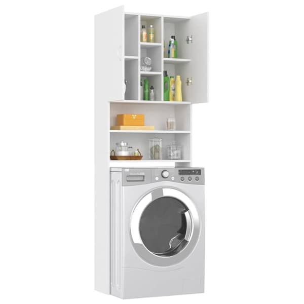 vidaXL Tvättmaskinsskåp vit 64x25,5x190 cm