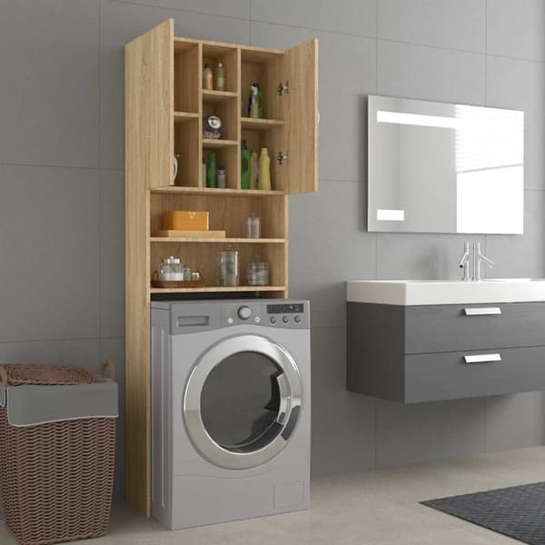 vidaXL Vaskemaskinskap sonoma eik 64x25,5x190 cm