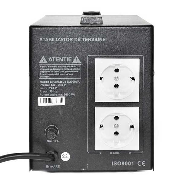 Silvercloud Spændingsstabilisator 2000va 1200w 9.1a Sort