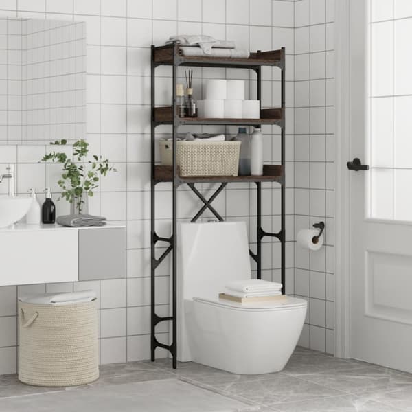 vidaXL vaskemaskinereol 67x25x163 cm konstrueret træ brunt egetræ