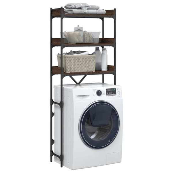 vidaXL vaskemaskinereol 67x25x163 cm konstrueret træ brunt egetræ