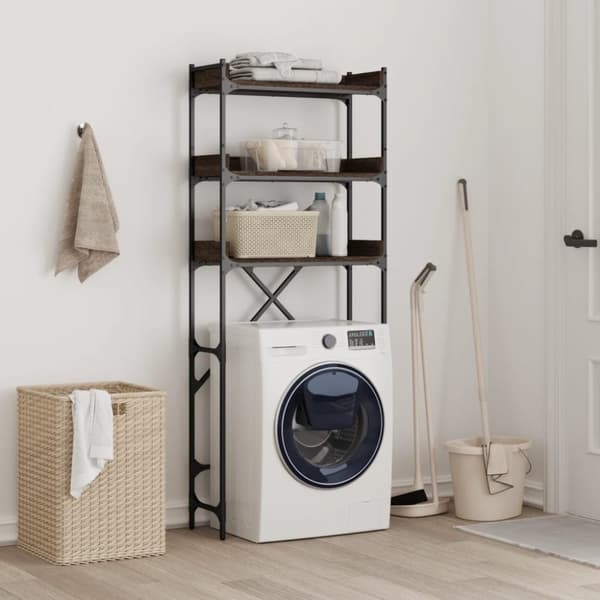 vidaXL vaskemaskinereol 67x25x163 cm konstrueret træ brunt egetræ