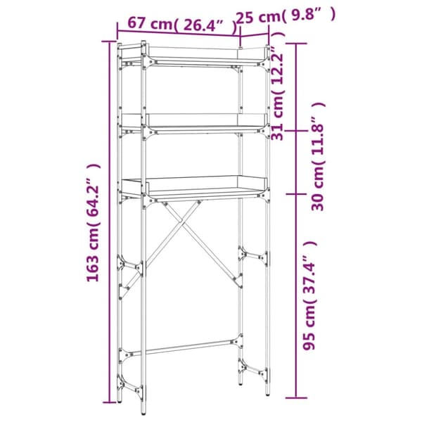 vidaXL vaskemaskineskab 67x25x163 cm konstrueret træ sonoma-eg