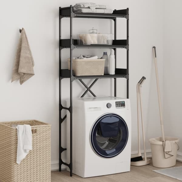 vidaXL vaskemaskineskab 67x25x163 cm konstrueret træ sort