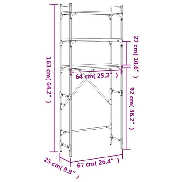 vidaXL vaskemaskineskab 67x25x163 cm konstrueret træ sonoma-eg