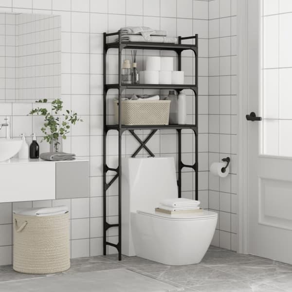 vidaXL vaskemaskineskab 67x25x163 cm konstrueret træ sort
