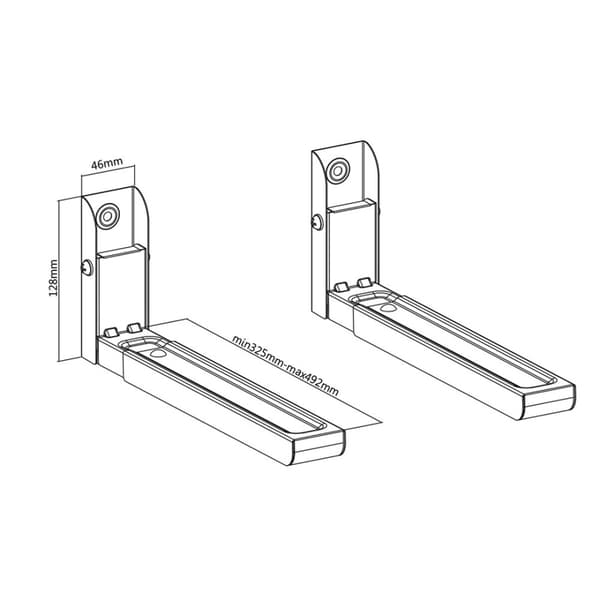 Maclean MC-915 B Universal Mikrovågsugnsfäste Väggmontering Justerbar Massiv Metall Kök 30kg Svart