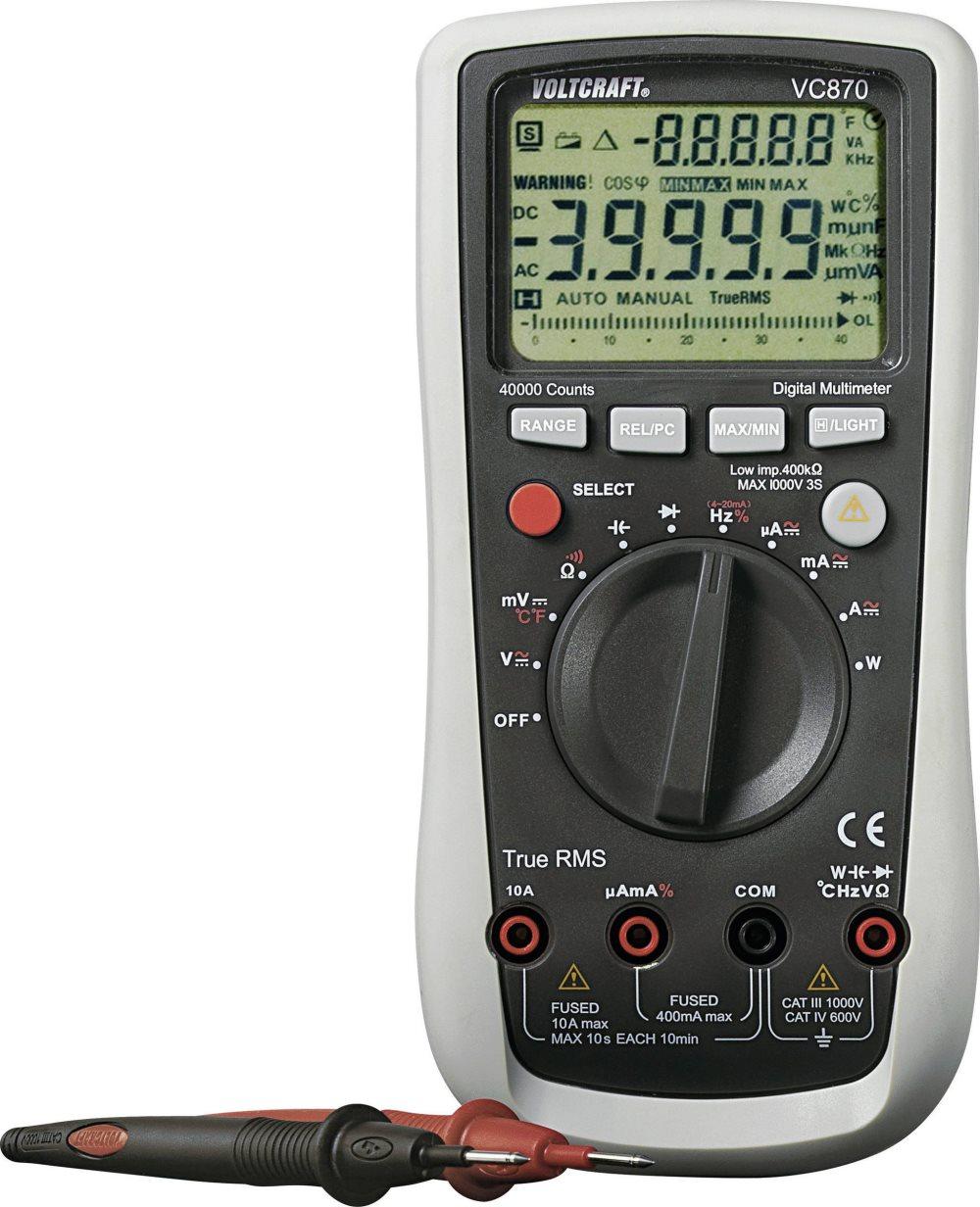 VOLTCRAFT VC870 Handmultimeter Kalibrerad enligt (ISO) digital CAT III 1000 V, CAT IV 600 V Display (Beräkningar): 40000