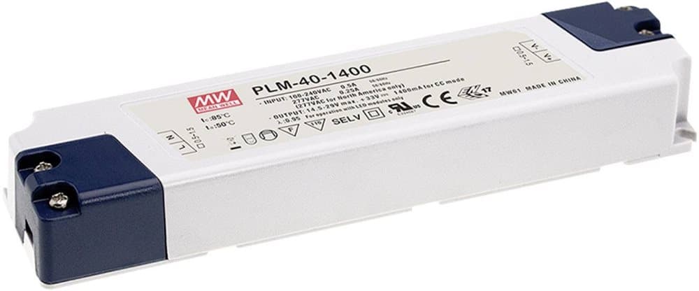 Mean Well PLM-40-1050 LED driver Konstantström 39 W 1.05 A 19 - 38 V/DC möbelregistrering, Överbelastningsskydd