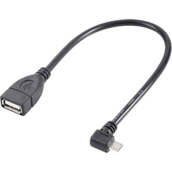 Renkforce USB 2.0 Anslutningskabel [1x USB 2.0 Micro-B hane - 1x USB 2.0 A hona] 0.1 m Svart OTG, guldpläterad kontakt, UL-certifierad