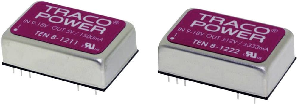 TracoPower TEN 8-7221WI DC/DC-omvandlare kretskort 110 V/DC 5 V/DC, -5 V/DC 800 mA 8 W Antal utgångar: 2 x