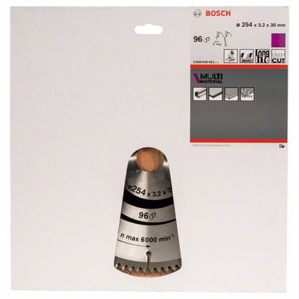 Bosch Accessories Multi Material 2608640451 Hårdmetall cirkelsågklinga 254 x 30 x 3.2 mm Antal tänder (per tum): 96 1 st