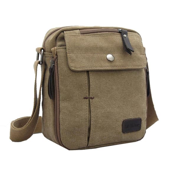 Canvas axelväska för killar - Khaki färg