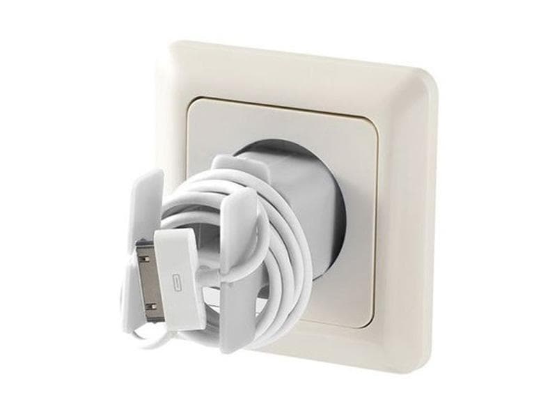 Mobiltelefon kabel Organizer og holder (hvid)