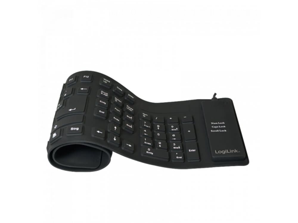 Logilink keyboard fleksibel vandtæt USB + PS/2 sort (ID0019A)