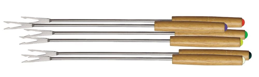 Fondue-gafflar, träskaft, 6-pack