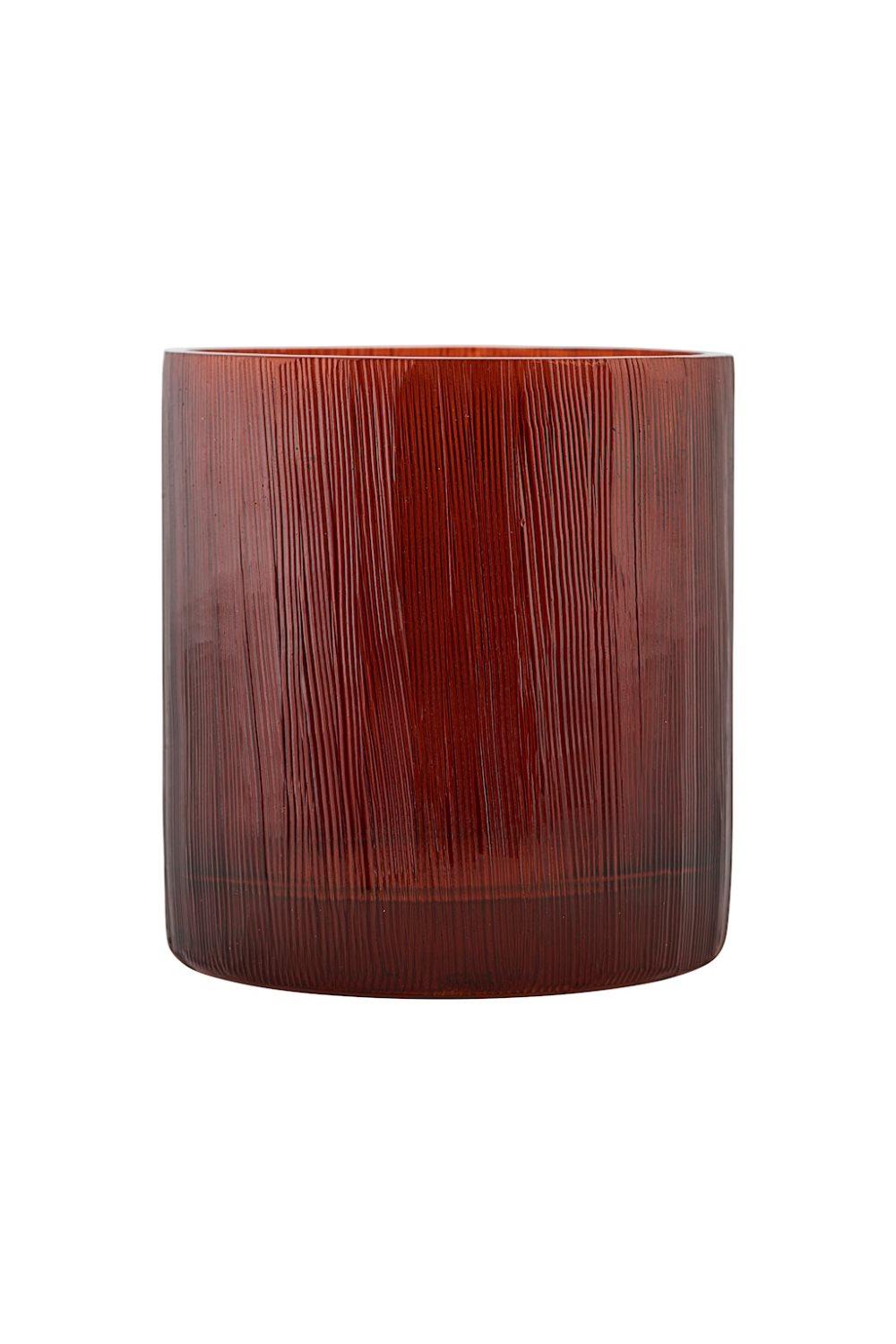 Lysholder Details Ø 8x8 cm - Rød/Brun