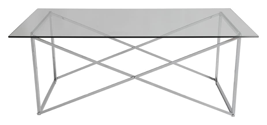 Cross Sofabord, 120x65, blank krom