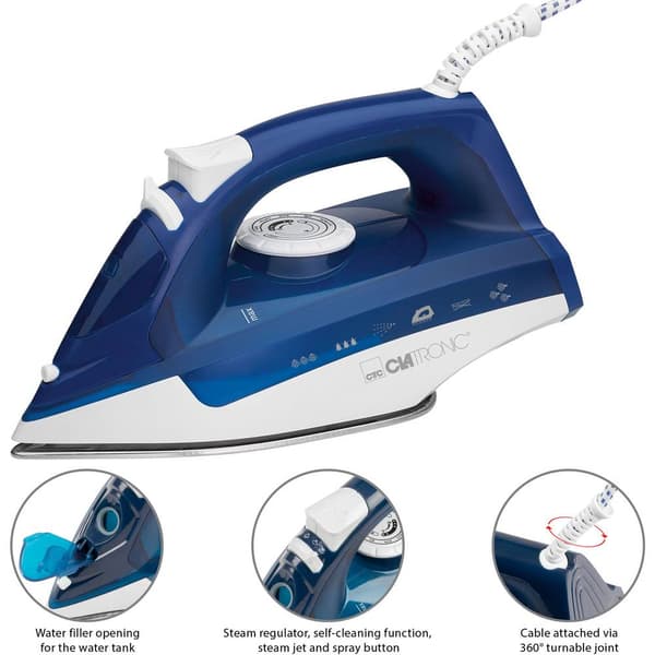 Clatronic DB 3704 Ångstrykjärn Vit, Blå 2200 W
