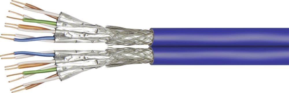 TRU COMPONENTS TC-7411008 Nätverkskabel CAT 7a S/FTP 4 x 2 x 0.32 mm Blå 500 m
