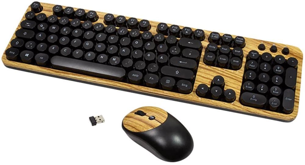LogiLink ID0176 Trådlös Tangentbord, mus-set Tysk QWERTZ (PC) Trä, Svart