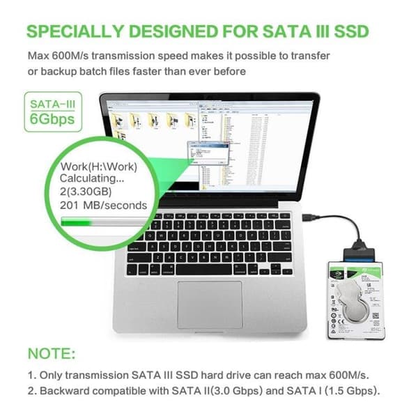 Adapterkabel SATA till USB 3.0 med hög överföringshastighet