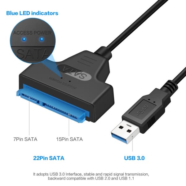 Adapterkabel SATA till USB 3.0 med hög överföringshastighet
