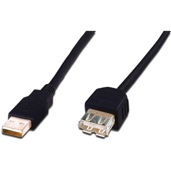 Digitus USB-kabel USB 2.0 USB-A kontakt, USB-A uttag 3.00 m Svart AK-300202-030-S
