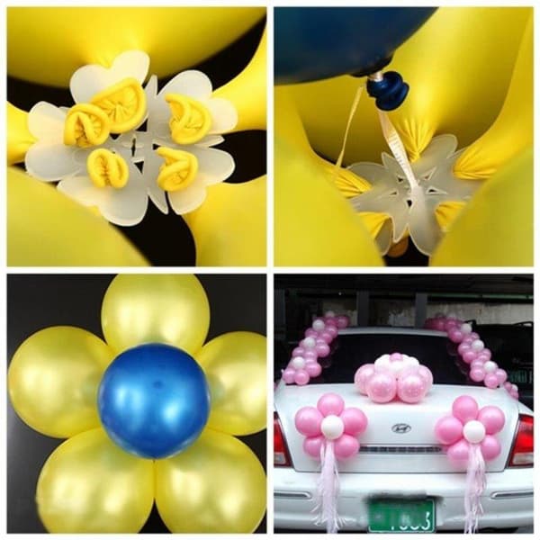 Ballonghållare Blomma - Ballongstickers / dekorationsfäste - 5-pack