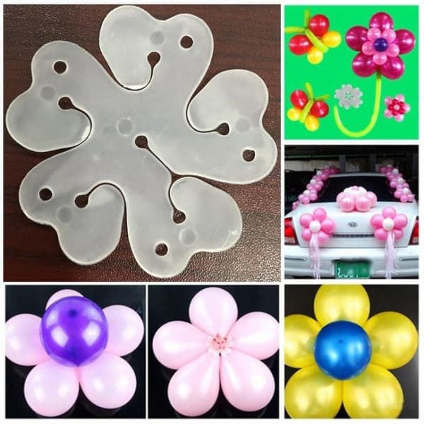 Ballonghållare Blomma - Ballongstickers / dekorationsfäste - 5-pack