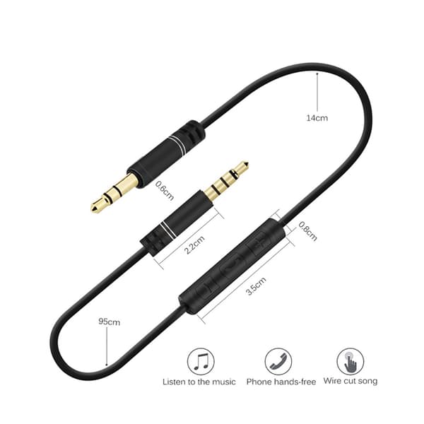 3,5mm Audiokabel med mikrofon/volymkontroll