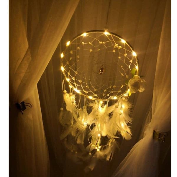 Vit drömfångare med LED-belysning - 2m
