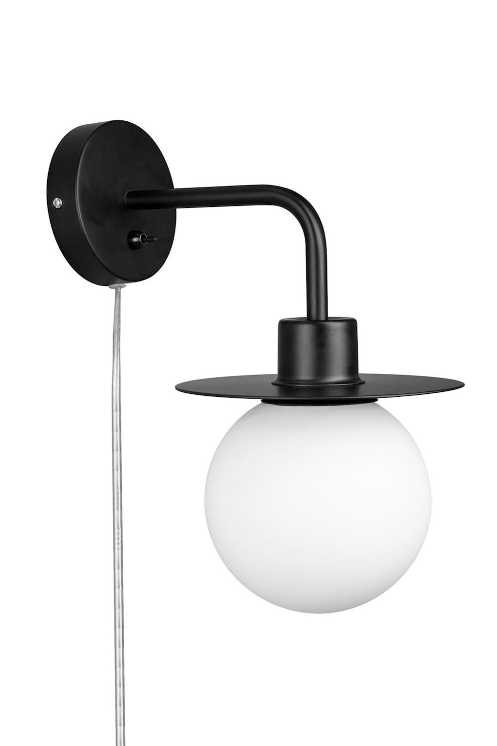 Vägglampa Art Deco med arm Svart