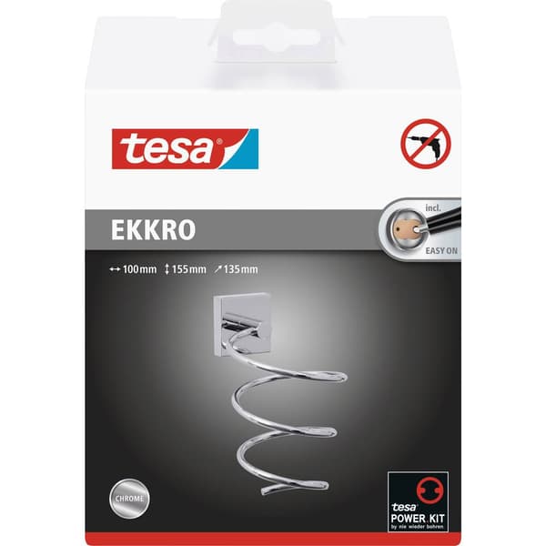 tesa 40242-00000-00 ekkro Hårtorkshållare Lim Krom (glänsande)