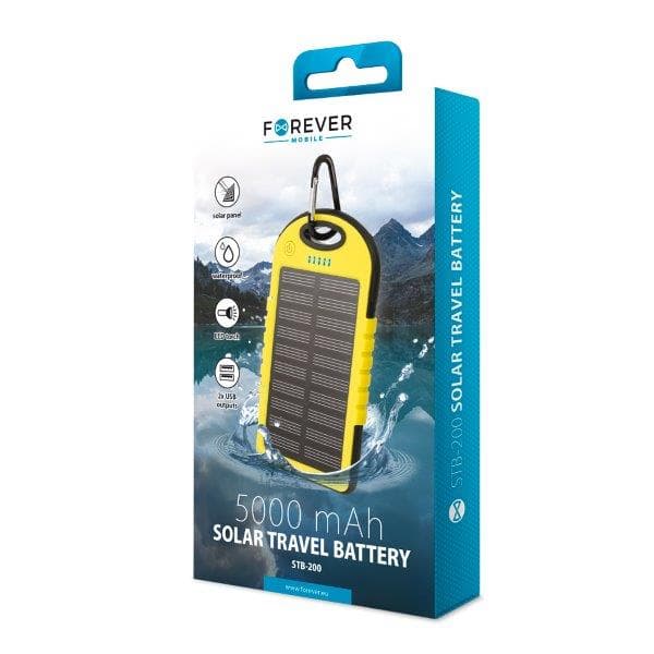 Solcelledrevet Powerbank 5000 mAh - Gul