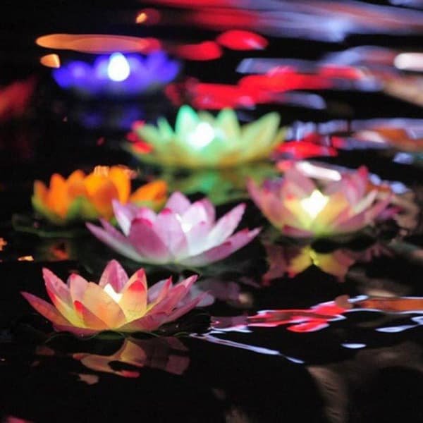 Flytande LED belysning lotusblomma för pool & spabad - 3-färgad