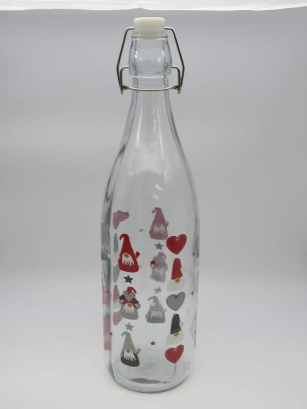 Glasflaska med tomtar, 1 L
