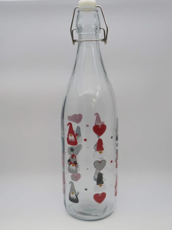 Glasflaska med tomtar, 1 L