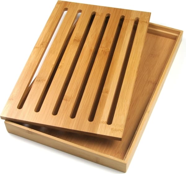 KingHoff skjærebrett med smulebrett, bambus, 38x23,5cm