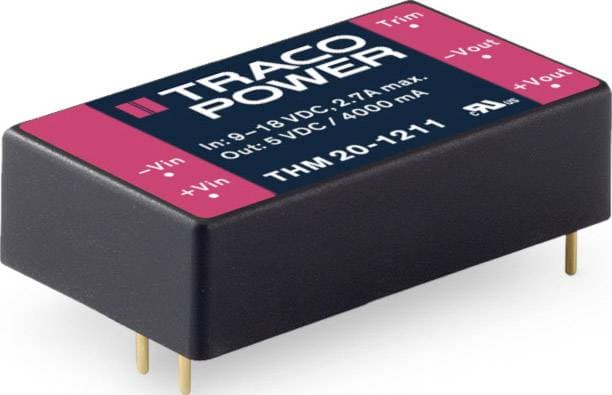 TracoPower THM 20 DC/DC-omvandlare kretskort 667 mA 20 W Antal utgångar: 2 x