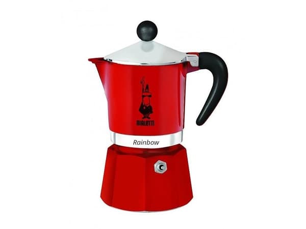 Bialetti Rainbow, Mokabryggare, Gjuten aluminium, Svart, Röd, Gjuten aluminium, 3 koppar, Rainbow, 1 styck