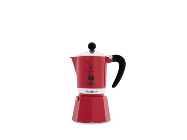 Bialetti Rainbow, Mokabryggare, Gjuten aluminium, Svart, Röd, Gjuten aluminium, 3 koppar, Rainbow, 1 styck
