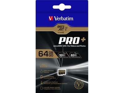 Verbatim PRO+ MicroSDXC 64GB Cl.10 U3 UHS-I w/Adapter 44034
