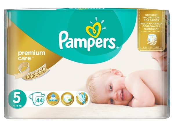 Pampers Premium Care , 5, 11 - 25 kg, 11 kg, 25 kg, 44 stykker