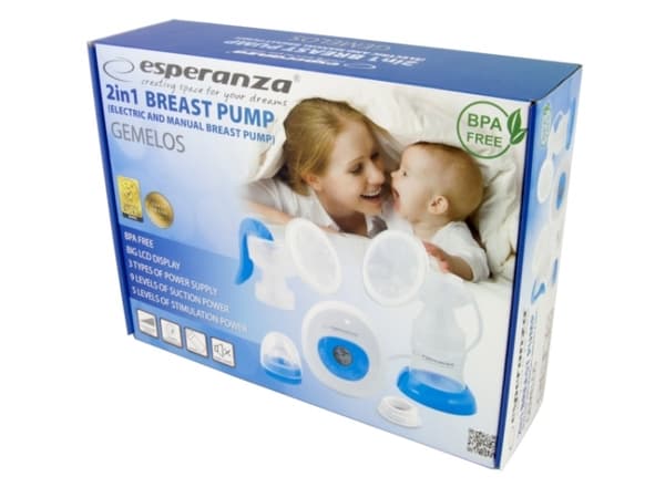 Esperanza GEMELOS - Breast pump - trådløs - med manual breast pump