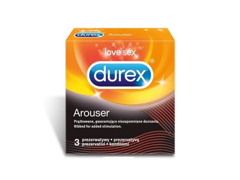 Durex Arouser, Male condom, Ribbed, Gjennomsiktig, Extra sensation, 3 ...