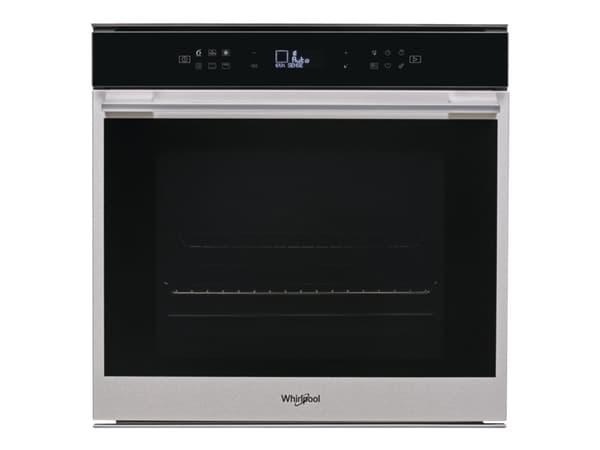 Whirlpool W7 OM4 4S1 P - Ovn - innebygd - fordypning - bredde: 56 cm - dybde: 55 cm - høyde: 58.3 cm - med selvrens - Klasse A+ - rustfritt stål Sort, Rustfritt stål