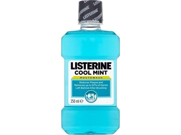 LISTERINE Cool Mint 250ml, 250 ml, Eucalyptol 0.092%, Menthol 0.042%, Methyl salicylate 0.060%, Thymol 0.064%, Water, Alcohol..., 1 stykker