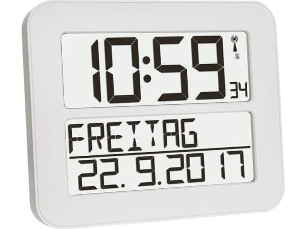 TFA Time Line Max - Klokke - rektangulær - elektronisk - skrivebord, veggmonterbar - 25.8 x 21.2 cm - hvit